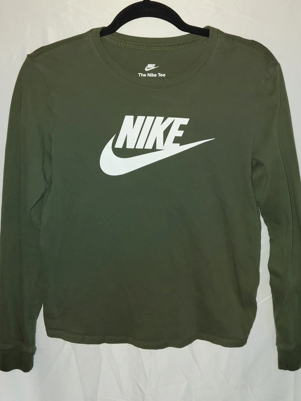 Nike Olive Green Long Sleeve Shirt with White Logo #2213